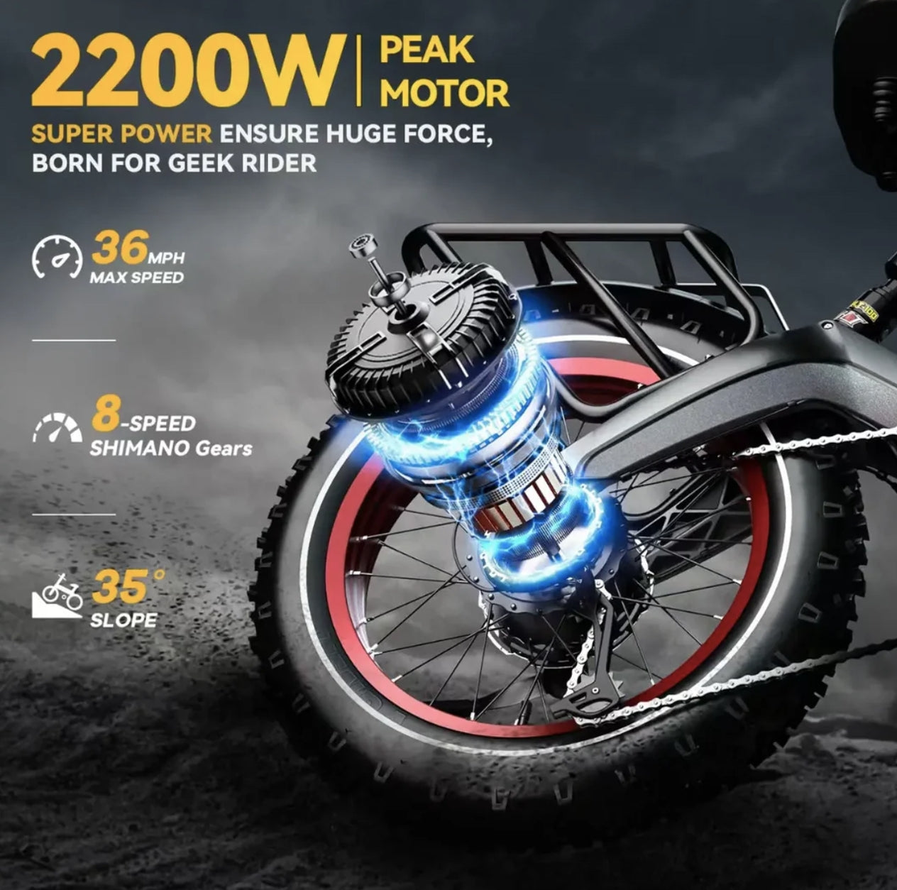 Foldable E-bike Up to 100Mile - 35mph